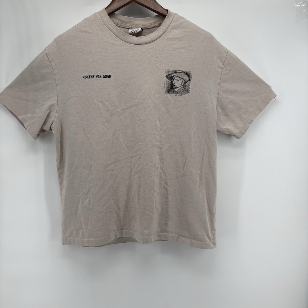 Bershka "Art Series" Vincent van Gogh Print Short Sleeve T-shirt Beige Medium